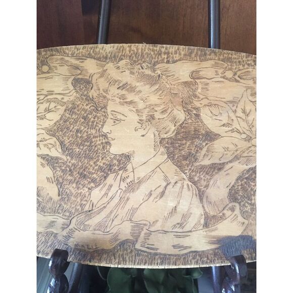 Antique Wood Burned Carving - Picture 2 of 10